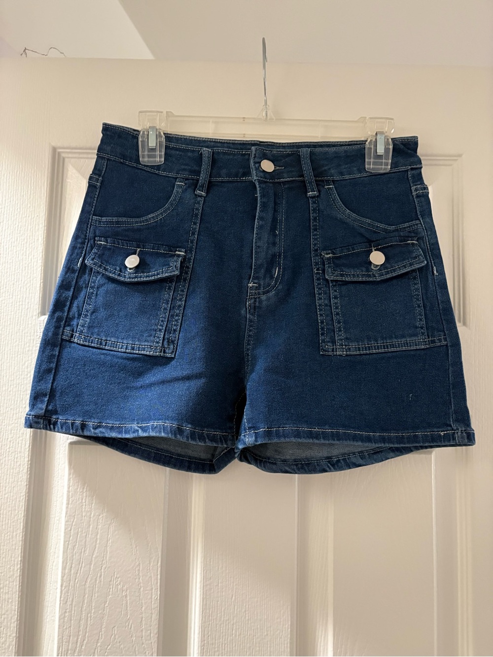 Dark Blue Denim Utility Shorts